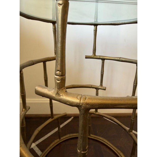 Mid-Century Modern Gilt Bamboo Accent Table For Sale - Image 3 of 5