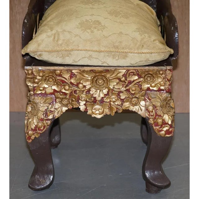 Gold Set of Tibetan Ceremonial Chairs with Buddhist Nyingma Carved in Backs, 1900s For Sale - Image 8 of 18