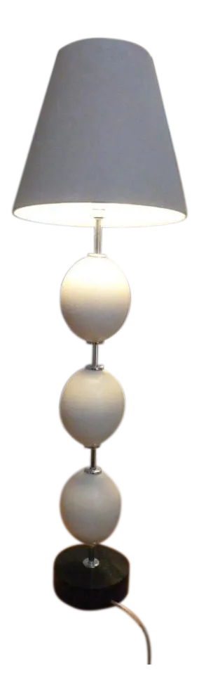 3 Ostrich Egg & Chrome Lamp