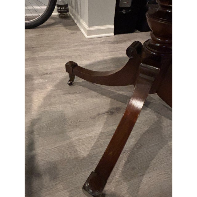Brown Rare Mid-Century Georgian Style Leather Top Mahogany Drum Table For Sale - Image 8 of 10