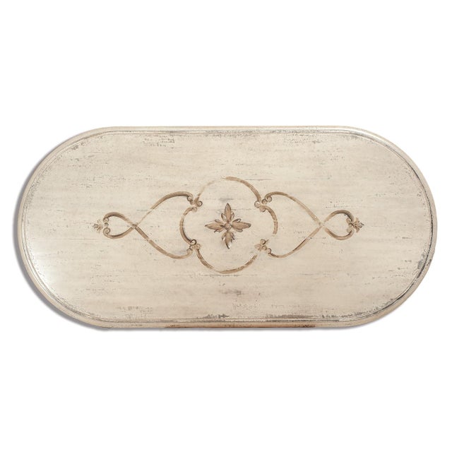 Rustic Italian Oval Florentine Dining Table With Antique White Finish For Sale - Image 3 of 3