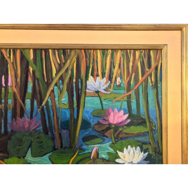 Jerry Greenberg "Water Lily World" Contemporary Realistic Texas Nature Landscape Painting, 2015 For Sale In Houston - Image 6 of 11