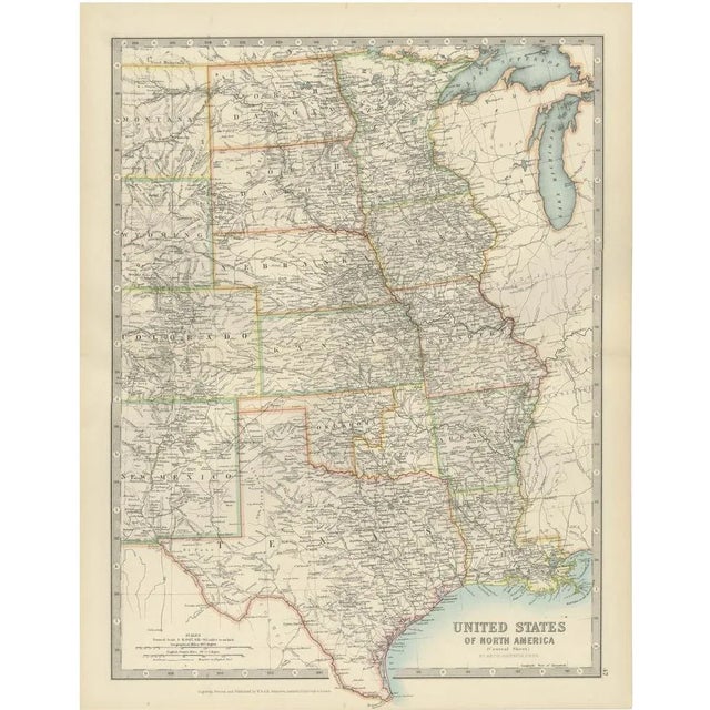 Map of United States Central Sheet 1903 Railroads, States, and Topography For Sale - Image 10 of 10