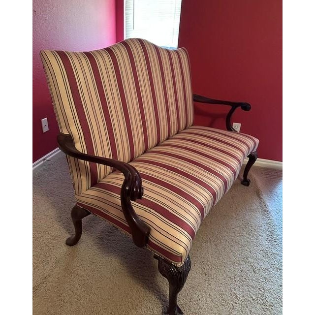 Queen Anne 1990s Queen Anne Style Camelback Settee For Sale - Image 3 of 3