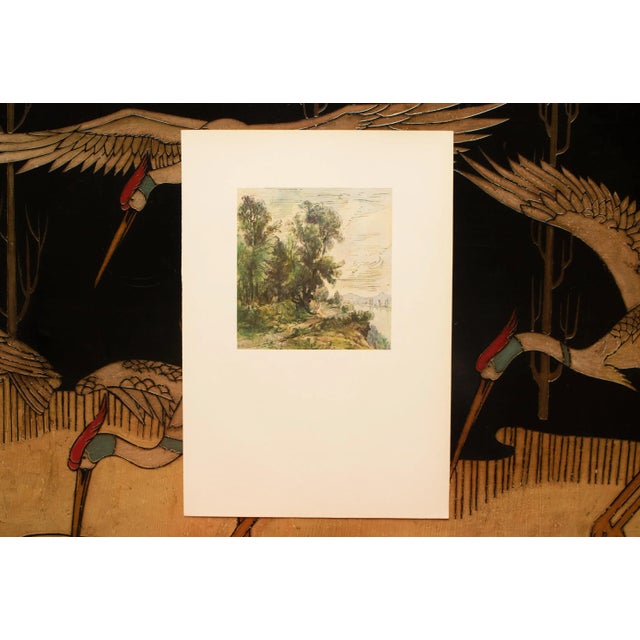 The School of Paris 1959 After Theodore Rousseau "River Landscape" Cottage Style First Edition Vintage Print For Sale - Image 3 of 5