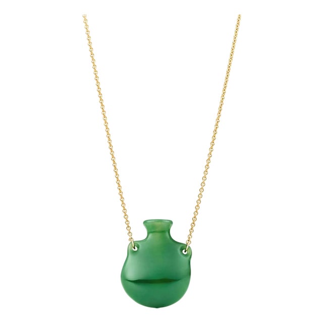Tiffany & Co. Elsa Peretti 18k Gold Necklace With Green Nephrite Pendant For Sale