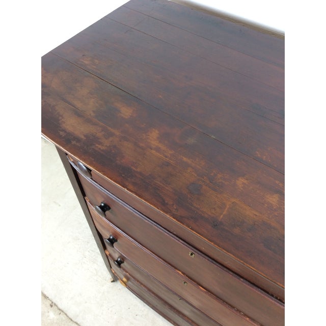 Antique Depression Era Five Drawer Chest With Turned Wood Pulls For Sale - Image 12 of 18