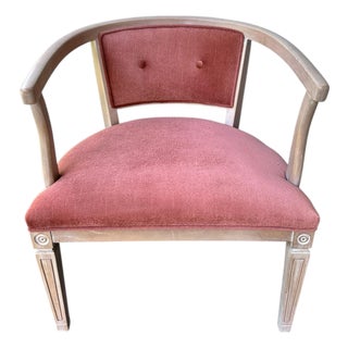Late 20th Century Pink/Orange Velvet Hollywood Regency Chair For Sale