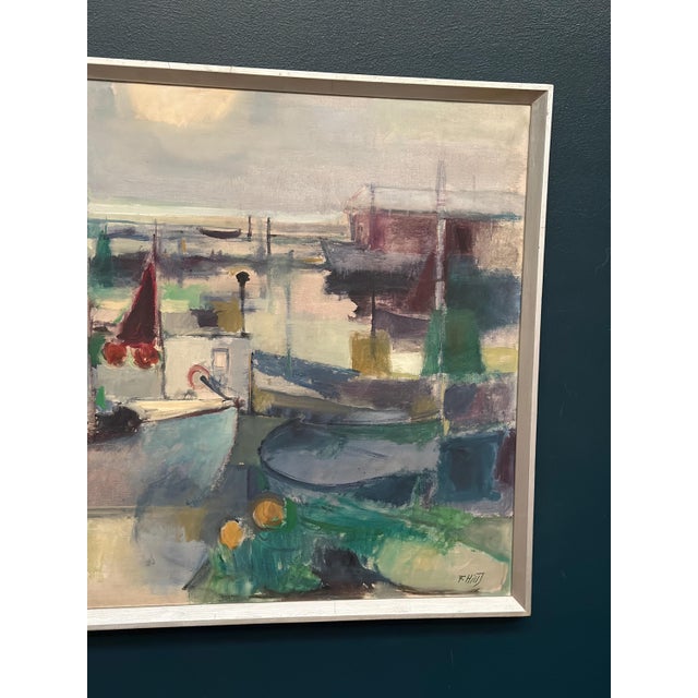 Finn Hillerup, Port, 1960s, Oil Painting on Canvas, Framed For Sale - Image 5 of 18