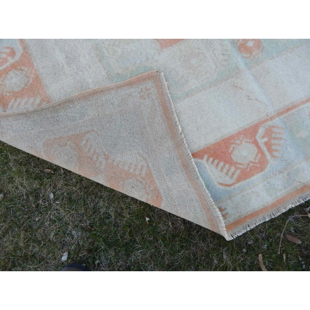 Vintage Distressed Pastel Color Oushak Area Rug 6′5″ × 10′3″ For Sale - Image 10 of 11