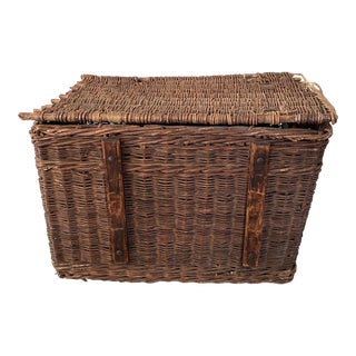 Rustic European Traveling Basket For Sale