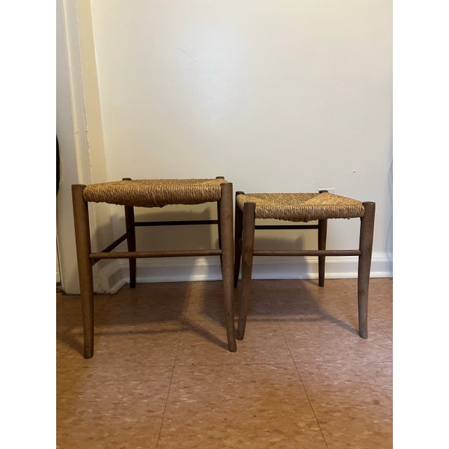 Gio Ponti Mid-Century Rush Nesting Stools- Set of 3 For Sale - Image 4 of 7