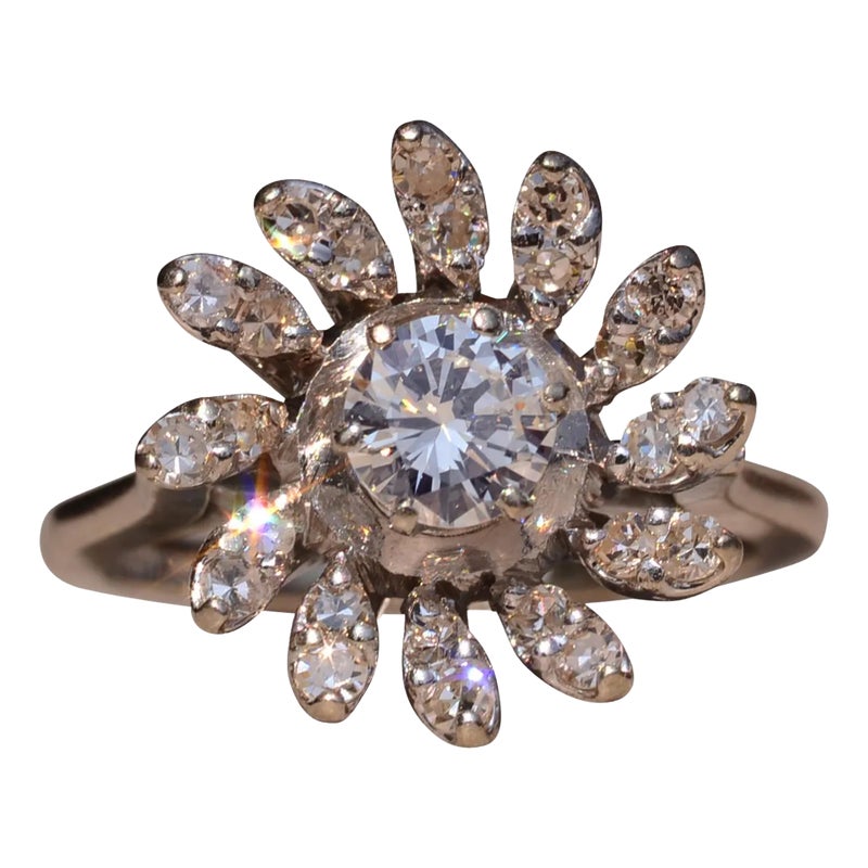 The Mulford Ave: Signed Mid Century Diamond Ring In White Gold
