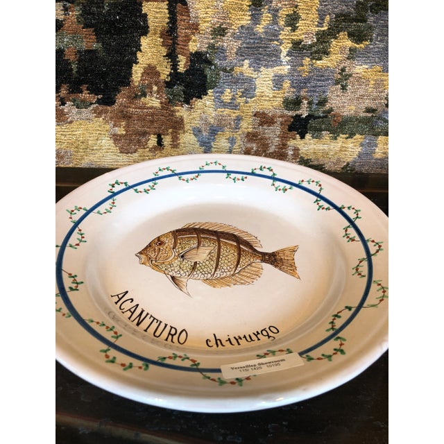 1990s Italian Hand Painted Round Ceramic Fish Wall Plates - Set of 2 For Sale In Dallas - Image 6 of 13
