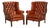 Hand-Dyed Burgundy Brown Leather Wingback Chairs, Set of 2 For Sale