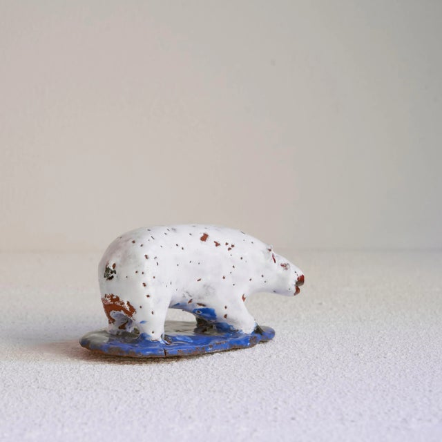 Polar Bear Sculpture in Glazed Clay, 1920s For Sale - Image 4 of 8