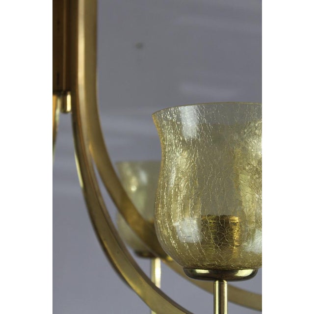 Mid-Century Modern Yellow Frosted Murano Glass Chandellier, 1950s For Sale - Image 3 of 5