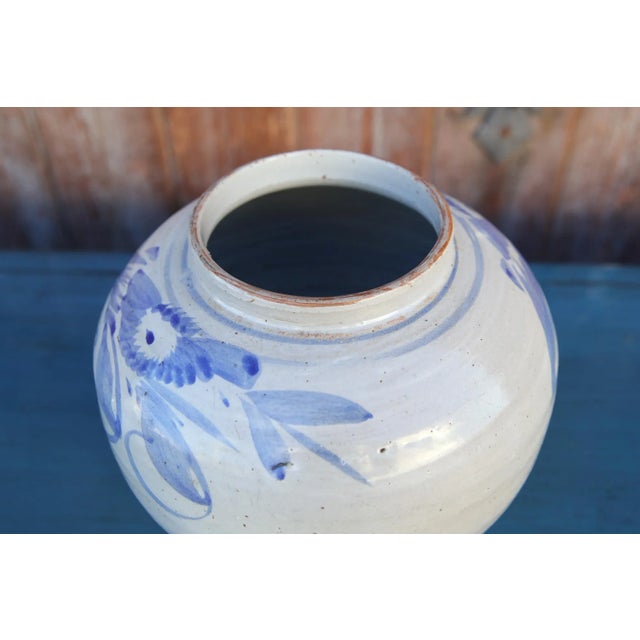 1930s 1930s Blue and White Asian Glazed Pot For Sale - Image 5 of 8