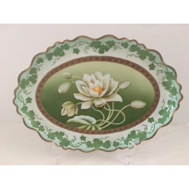 Hand Painted Embossed Gold Lotus Dresser Tray Vienna For Sale - Image 10 of 10