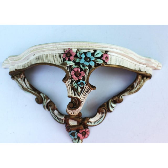 Vintage Baroque Floral Ornate Wall Mirror with Console Shelf, 1970s, Set of 2 For Sale - Image 11 of 14