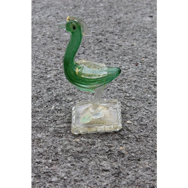 Green and Gold Murano Glass Flamingo from Seguso, 1940s For Sale - Image 4 of 7