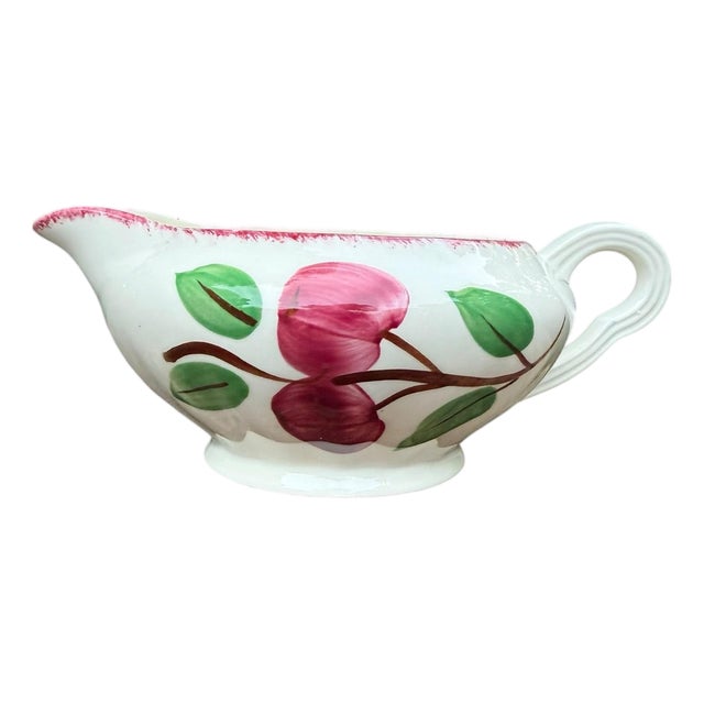 Vintage Mid-Century Blue Ridge Southern Potteries "Crab Apple" Hand-Painted Ceramic Gravy Boat For Sale
