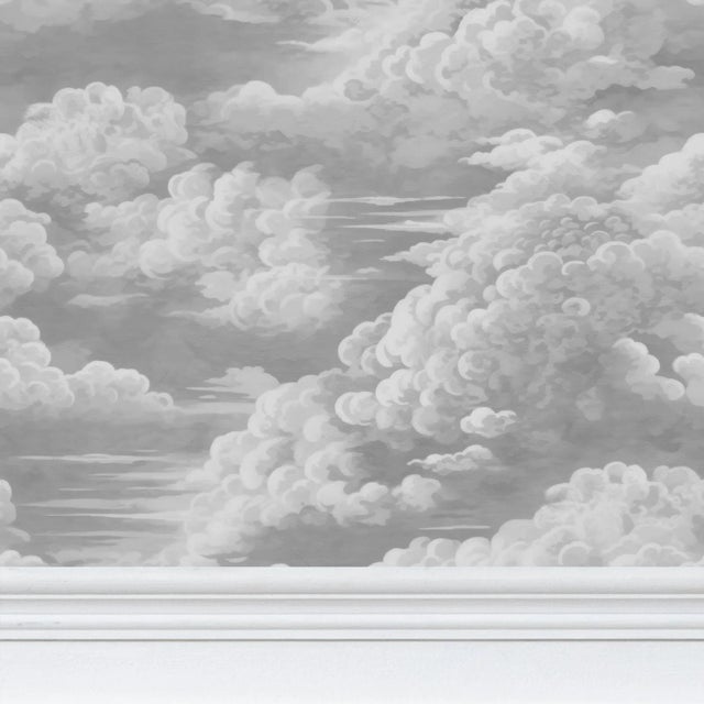 Paper Kipling Clouds Etching Removable Wallpaper – Vintage Gray Single Roll For Sale - Image 7 of 7