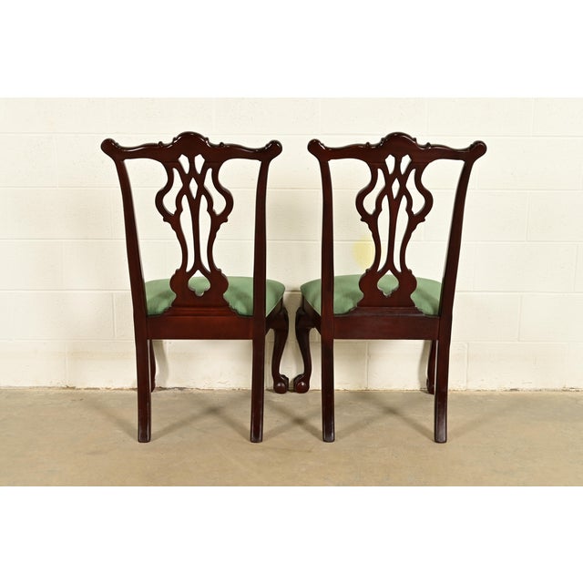 Thomasville Chippendale Carved Mahogany Dining Chairs, Set of Four For Sale - Image 11 of 13