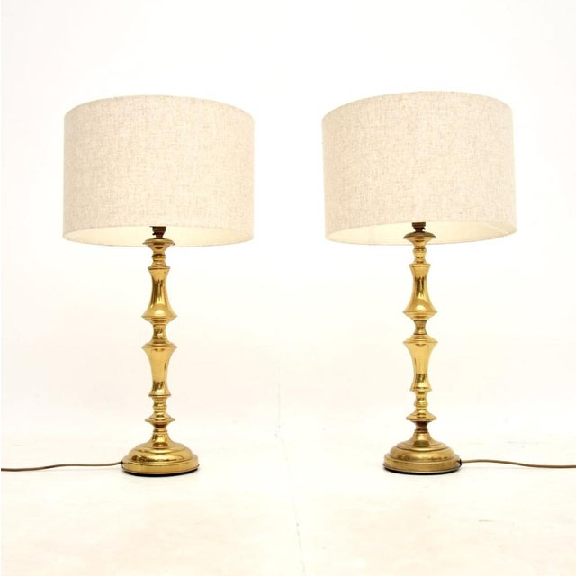 Metal Large Vintage Brass Table Lamps, 1970s, Set of 2 For Sale - Image 7 of 7