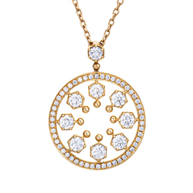 Contemporary Boodles Diamond Necklace Estate 18k Yellow Gold 18" Chain Fine Jewelry For Sale - Image 3 of 4