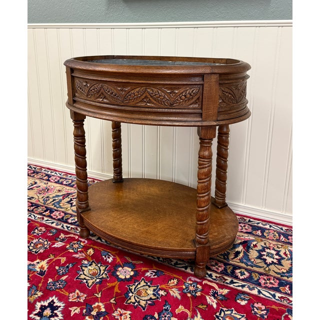 Antique French Oak Barley Twist Standing Planter Jardinière Liner C. 1930s For Sale In Dallas - Image 6 of 17
