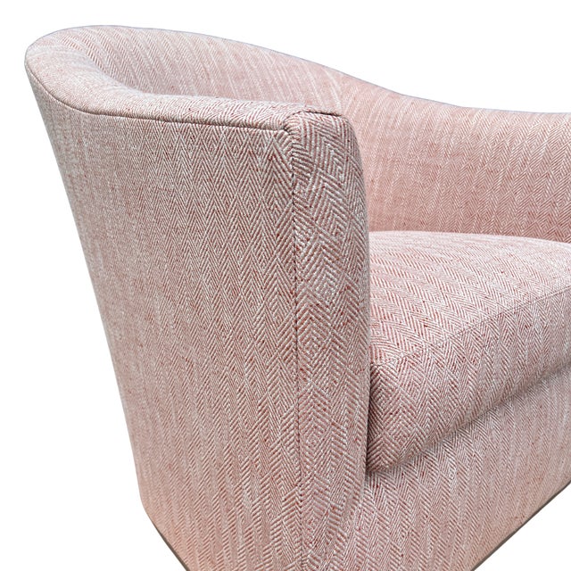 Contemporary Lee Industries Transitional Barrel Swivel Chair For Sale - Image 3 of 9