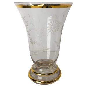 French Glass Golden Neck and Base Vase, 1960s