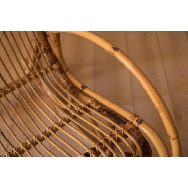 Vintage Sculptural Franco Albini Style High Back Bamboo Rocking Chair For Sale - Image 17 of 18