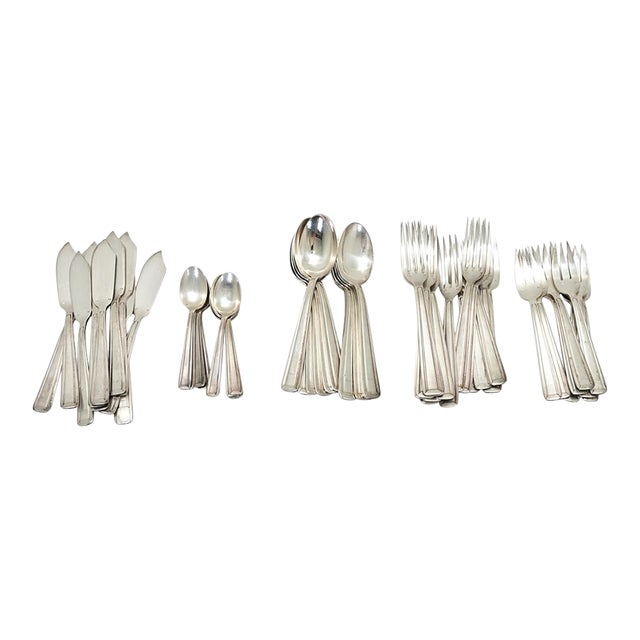 French Partial Silverplate Fish Cutlery Service - 58 Pieces For Sale