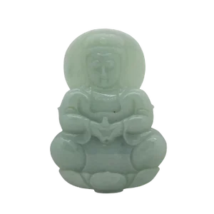 Light Green Sitting Jade Kwan Yin - Bodhisattva - Goddess of Mercy Jade Pendant