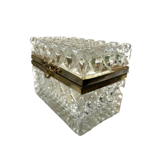 Beautiful antique French cut crystal box with ornate bronze mounts dating to circa 1880. The crystal panels are deeply cut...