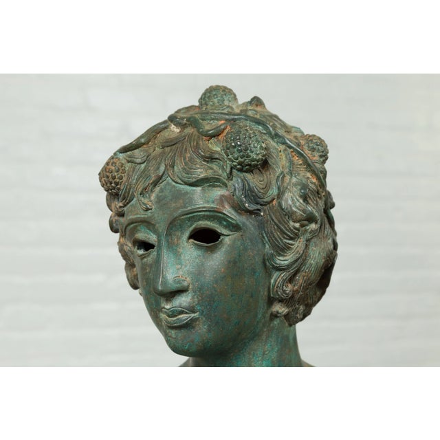 Mid 20th Century Mid 20th Century Greco Roman Style Verde Bronze Nude Male Statue For Sale - Image 5 of 13