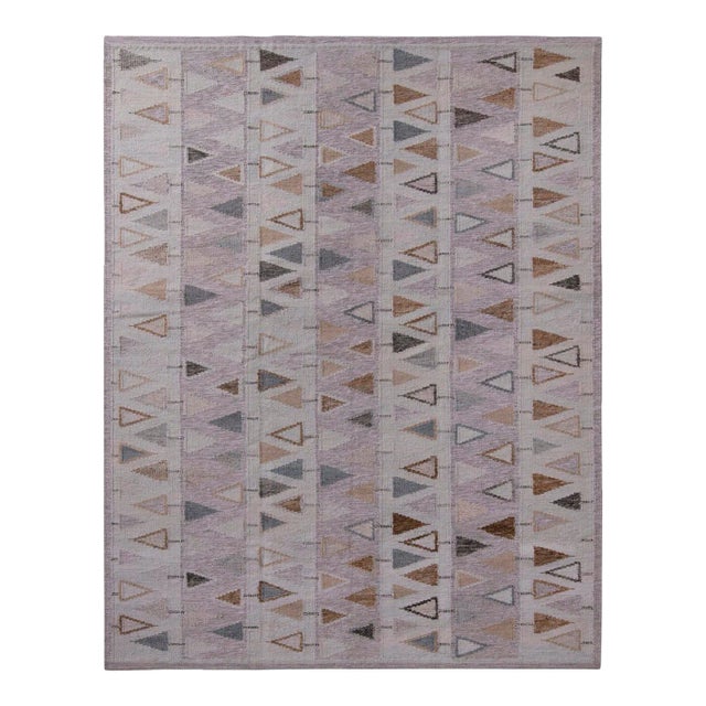 Rug & Kilim’s Scandinavian Geometric Purple & Blue Outdoor Rug - 5'x8' For Sale