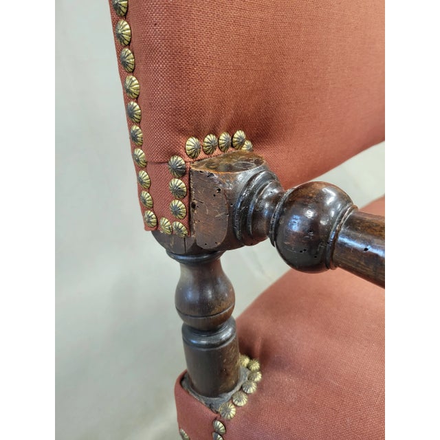 Antique European Renaissance Revival Chairs With Terracotta Linen Upholstery - A Pair For Sale - Image 12 of 14