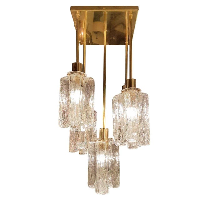 Mid-Century Modern Murano Glass and Brass Chandelier, Kalmar 1960s For Sale - Image 3 of 10