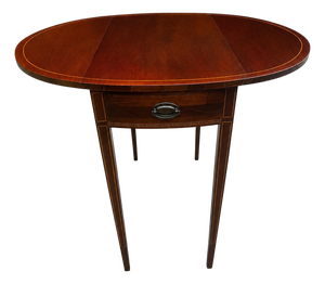 Vintage Mersman Federal Style Mahogany Drop Leaf Accent Table With Drawer