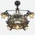 Art Nouveau Revival Wrought Iron Chandelier with Floral Stained Glass, Italy, 1950s For Sale - Image 15 of 18