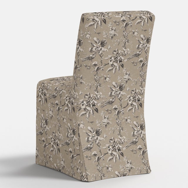 Textile Slipcover for Stoffer Home x Cloth & Company for Lindy Slipcover Dining Chair in Bird Toile Sand For Sale - Image 7 of 7