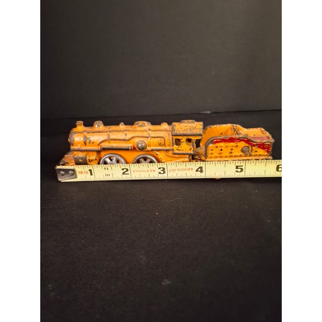 Antique Kilgore Cast Iron Train Set Orange Locomotive Coal Tender Passenger Car For Sale - Image 18 of 18
