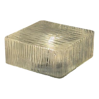 Vintage Ceiling or Wall Mounted Lamp with Ribbed Glass and Metal Mount, Former Czechoslovakia, 1970s For Sale