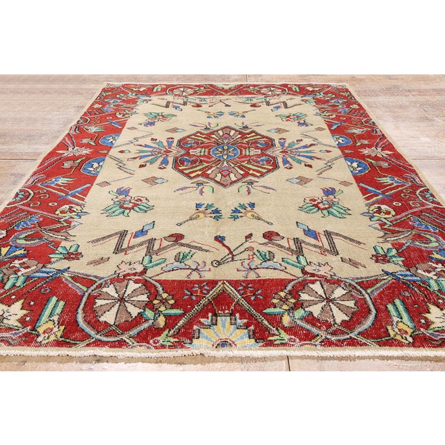 Zeki Muren Vintage Turkish Sivas Rug, 05'01 X 08'10 For Sale - Image 9 of 10
