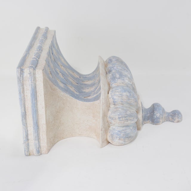 Pair of French Provincial Style Carved Wall Brackets – Aged Blue & White Finish For Sale In New York - Image 6 of 11