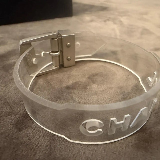 A Post-Modern 21st Century Plastic and Metal Logo Bracelet by Chanel For Sale - Image 11 of 15