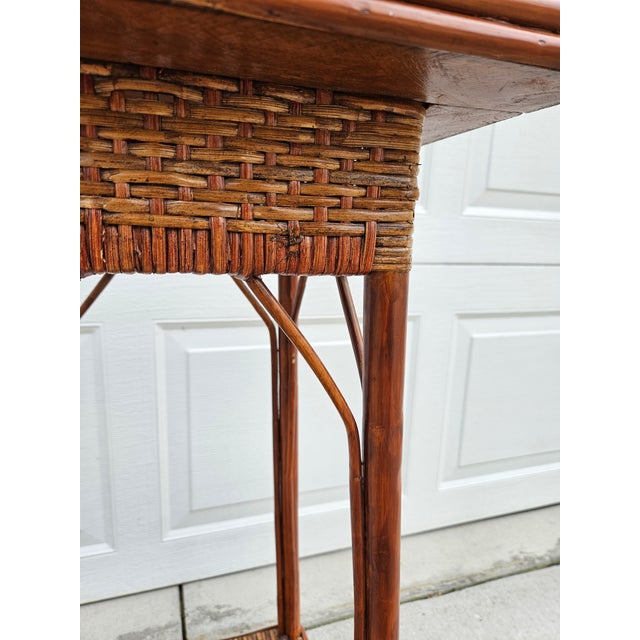 Palecek Tall Square Woven Rattan Bamboo Side Table For Sale - Image 10 of 13